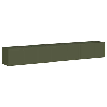 Fioriera Verde Oliva 280x40x40 cm in Acciaio Laminato a Freddo