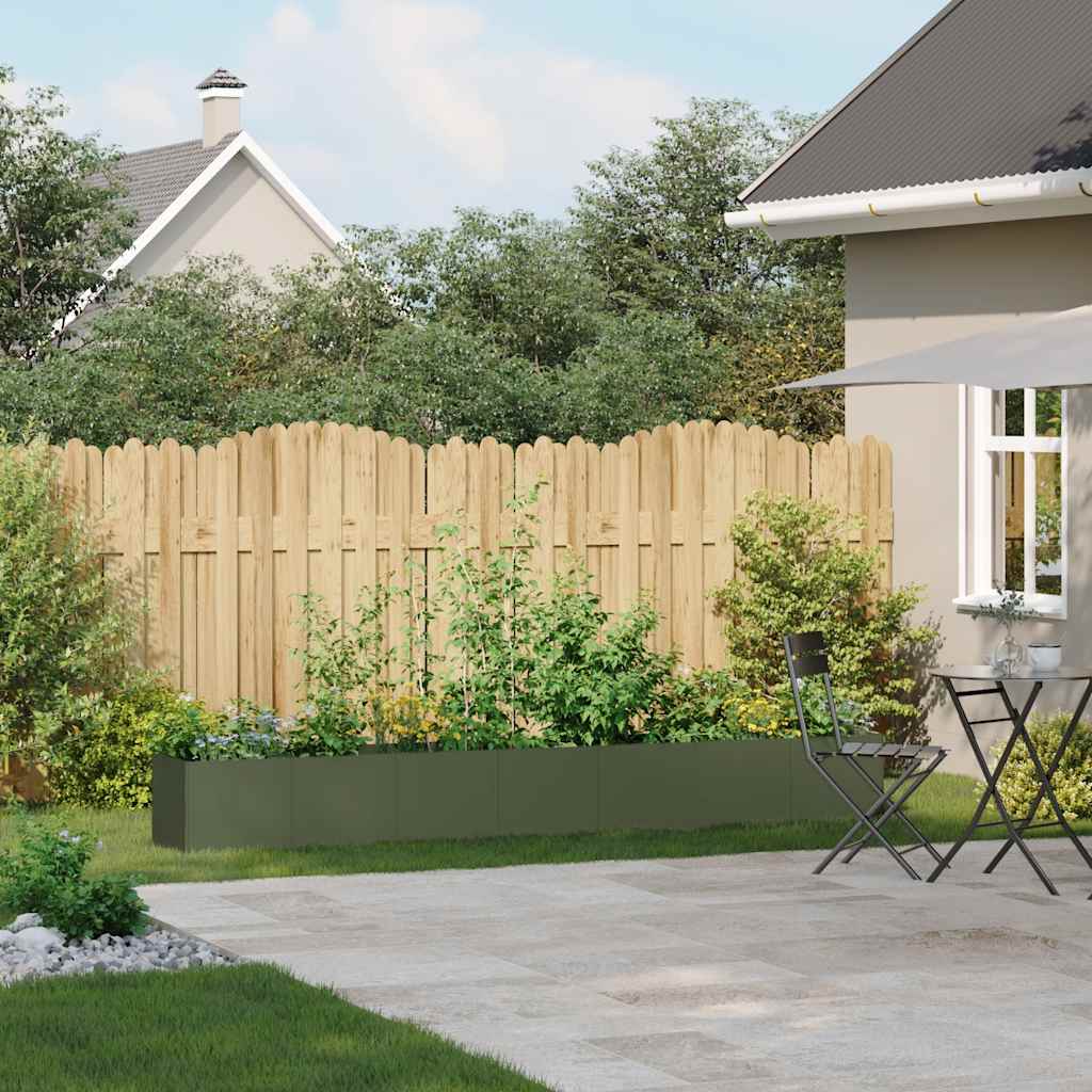 Fioriera Verde Oliva 280x40x40 cm in Acciaio Laminato a Freddo