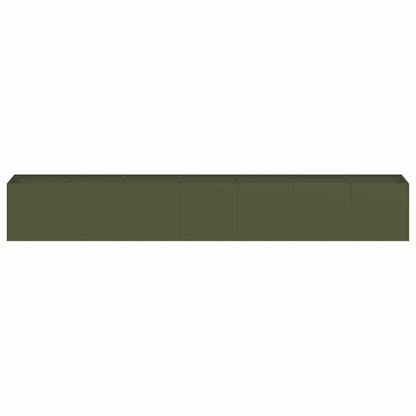 Fioriera Verde Oliva 280x40x40 cm in Acciaio Laminato a Freddo