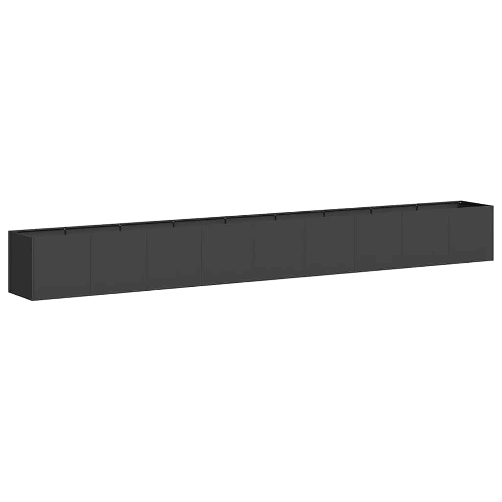 Fioriera Nera 360x40x40 cm in Acciaio Laminato a Freddo