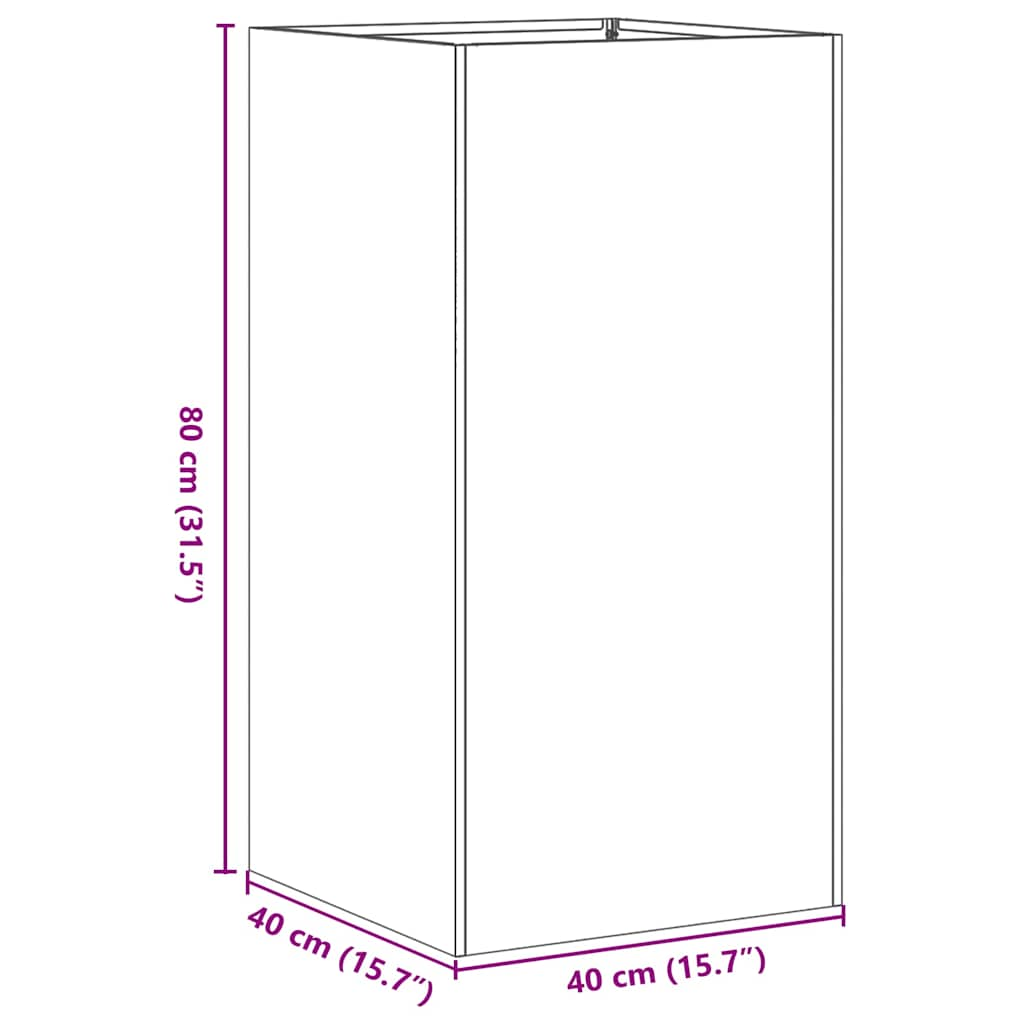 Fioriera 40x40x80 cm in Acciaio Inox