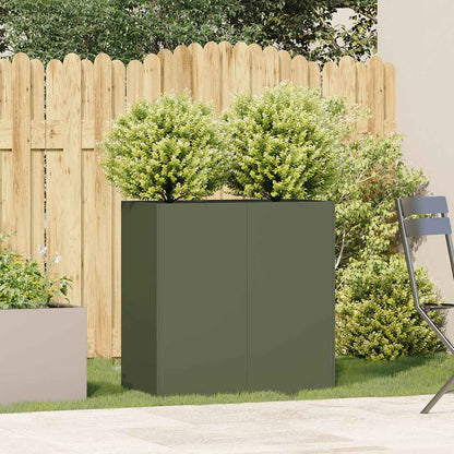 Fioriera Verde Oliva 80x40x80 cm in Acciaio Laminato a Freddo