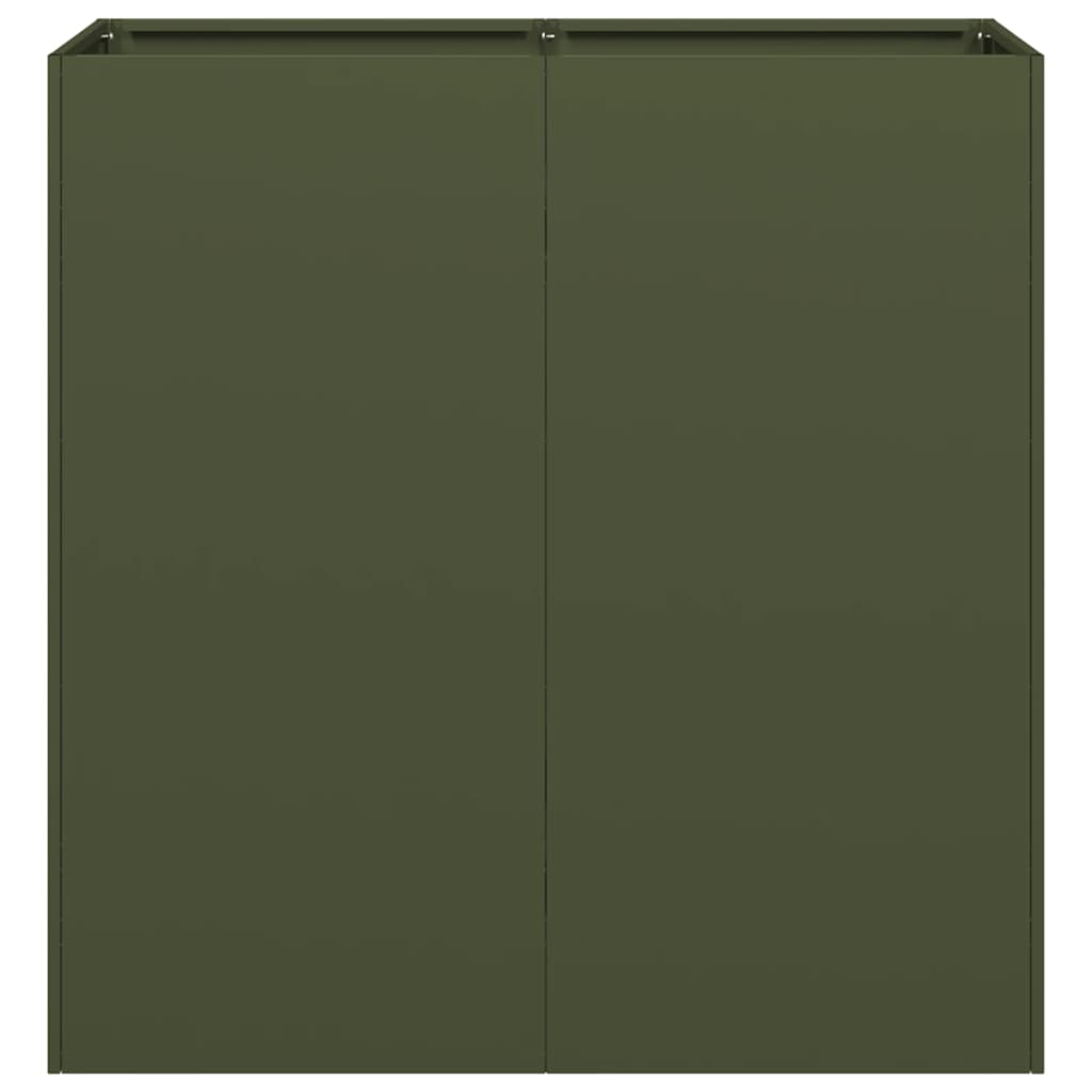 Fioriera Verde Oliva 80x40x80 cm in Acciaio Laminato a Freddo