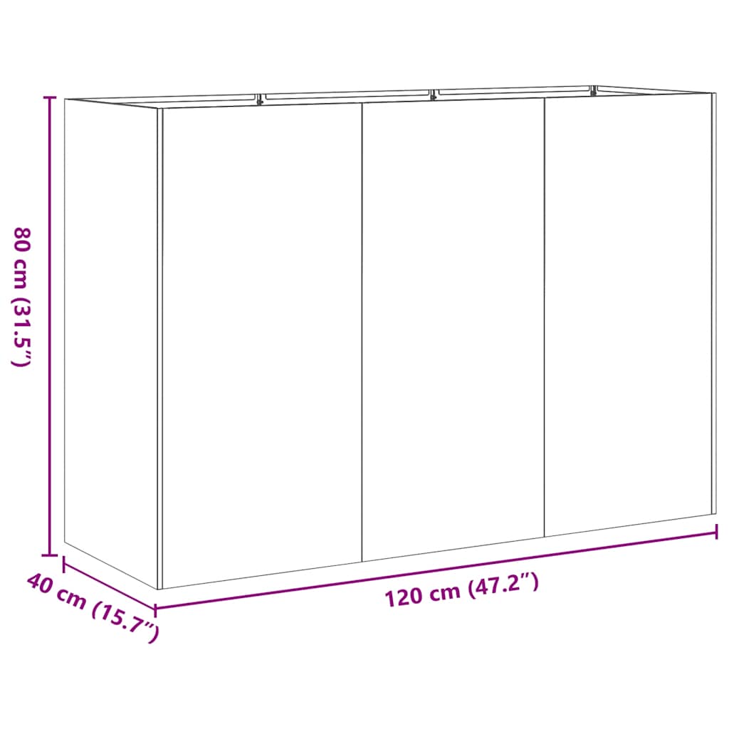 Fioriera Bianca 120x40x80 cm in Acciaio Laminato a Freddo