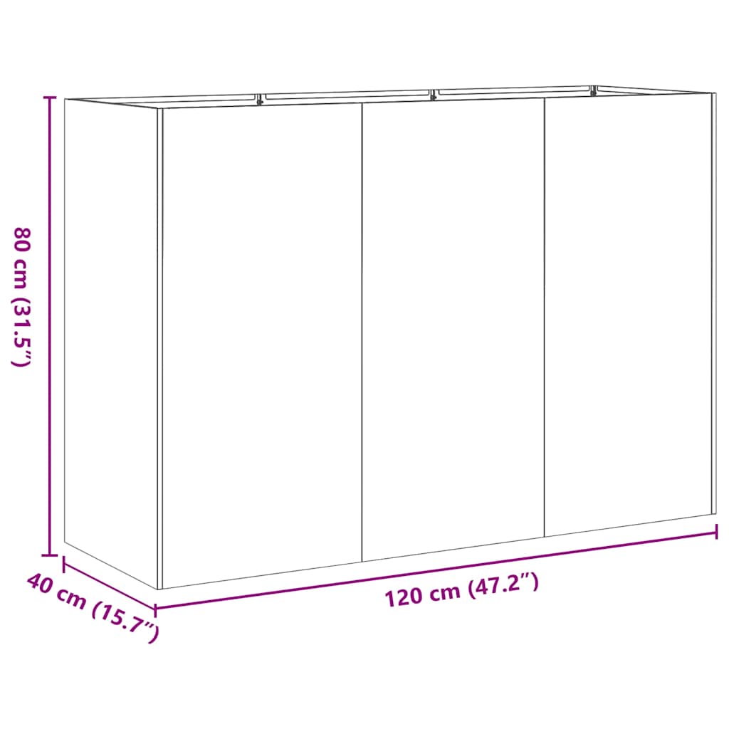 Fioriera Bianca 120x40x80 cm in Acciaio Laminato a Freddo