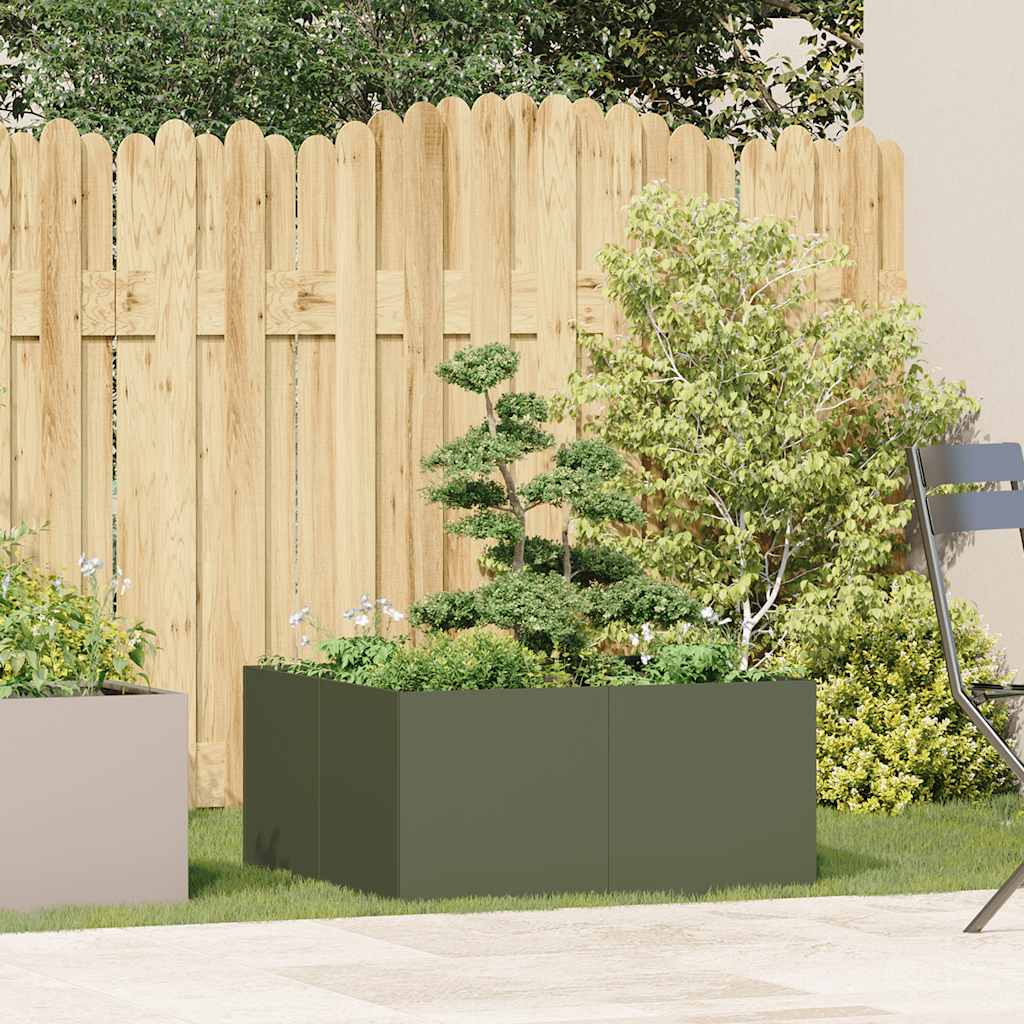 Fioriera Verde Oliva 80x80x40 cm in Acciaio Laminato a Freddo