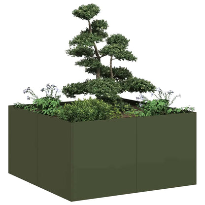 Fioriera Verde Oliva 80x80x40 cm in Acciaio Laminato a Freddo