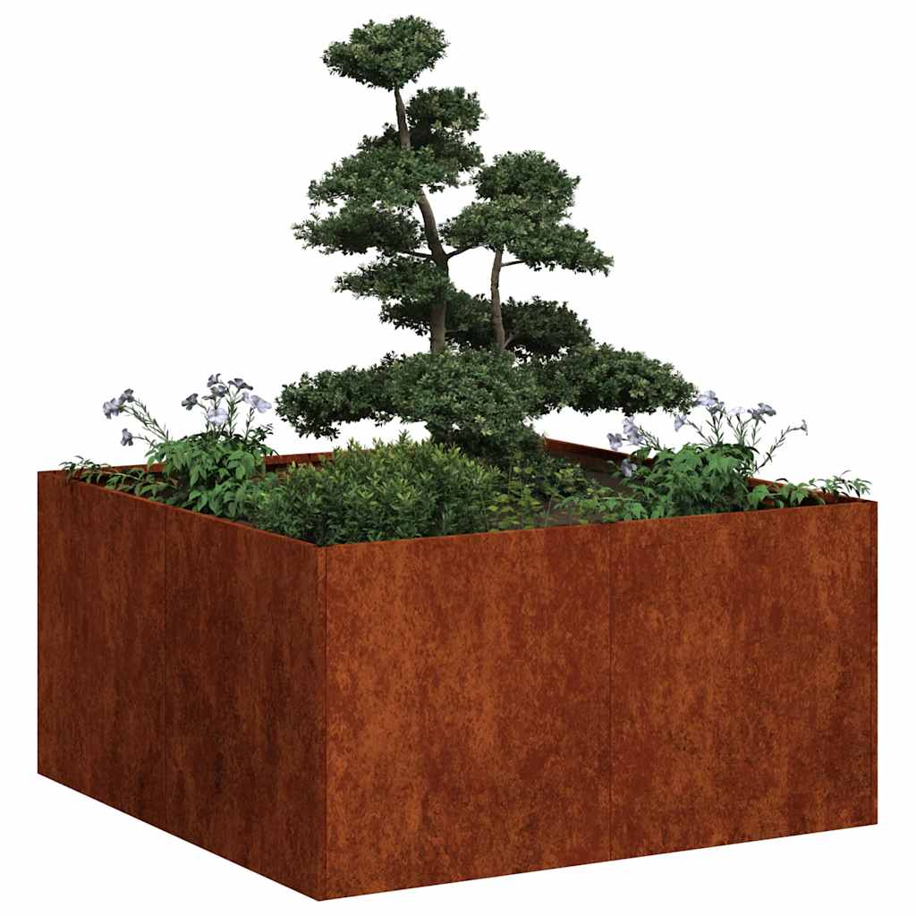 Fioriera Arrugginita 80x80x40 cm in Acciaio Corten