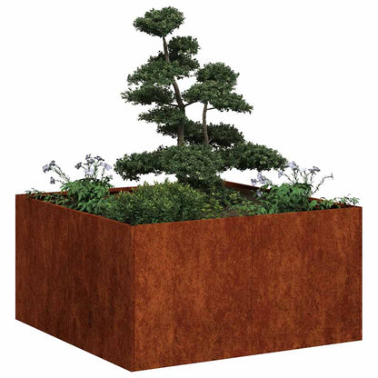 Fioriera Arrugginita 80x80x40 cm in Acciaio Corten