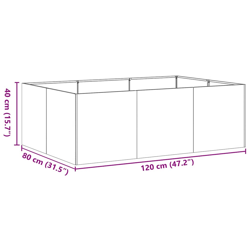Fioriera Antracite 120x80x40 cm in Acciaio