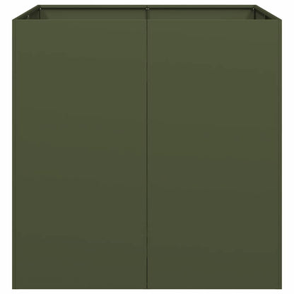 Fioriera Verde Oliva 80x80x80 cm in Acciaio