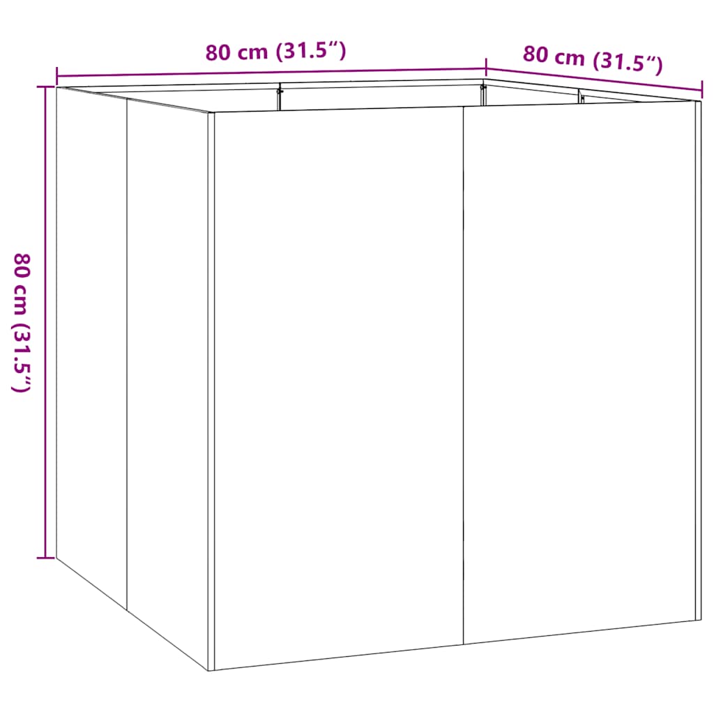 Fioriera 80x80x80 cm in Acciaio Inox - homemem39