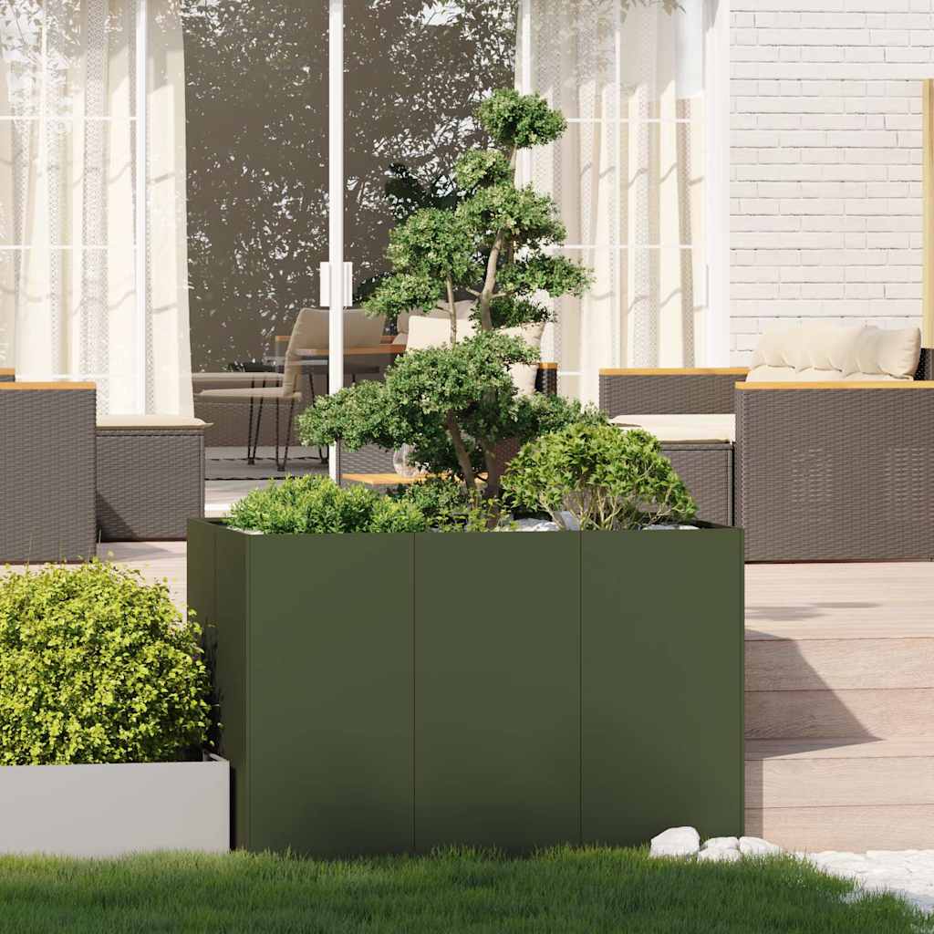Fioriera Verde Oliva 120x80x80 cm in Acciaio