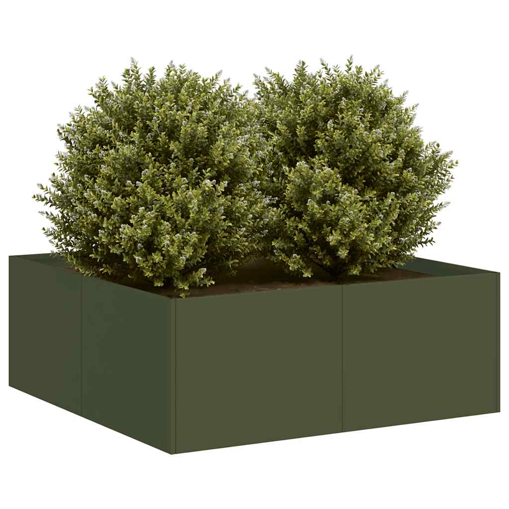 Fioriera Verde Oliva 80x80x30 cm in Acciaio