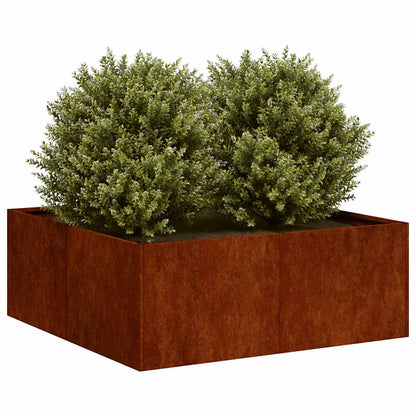 Fioriera Arrugginita 80x80x30 cm in Acciaio Corten
