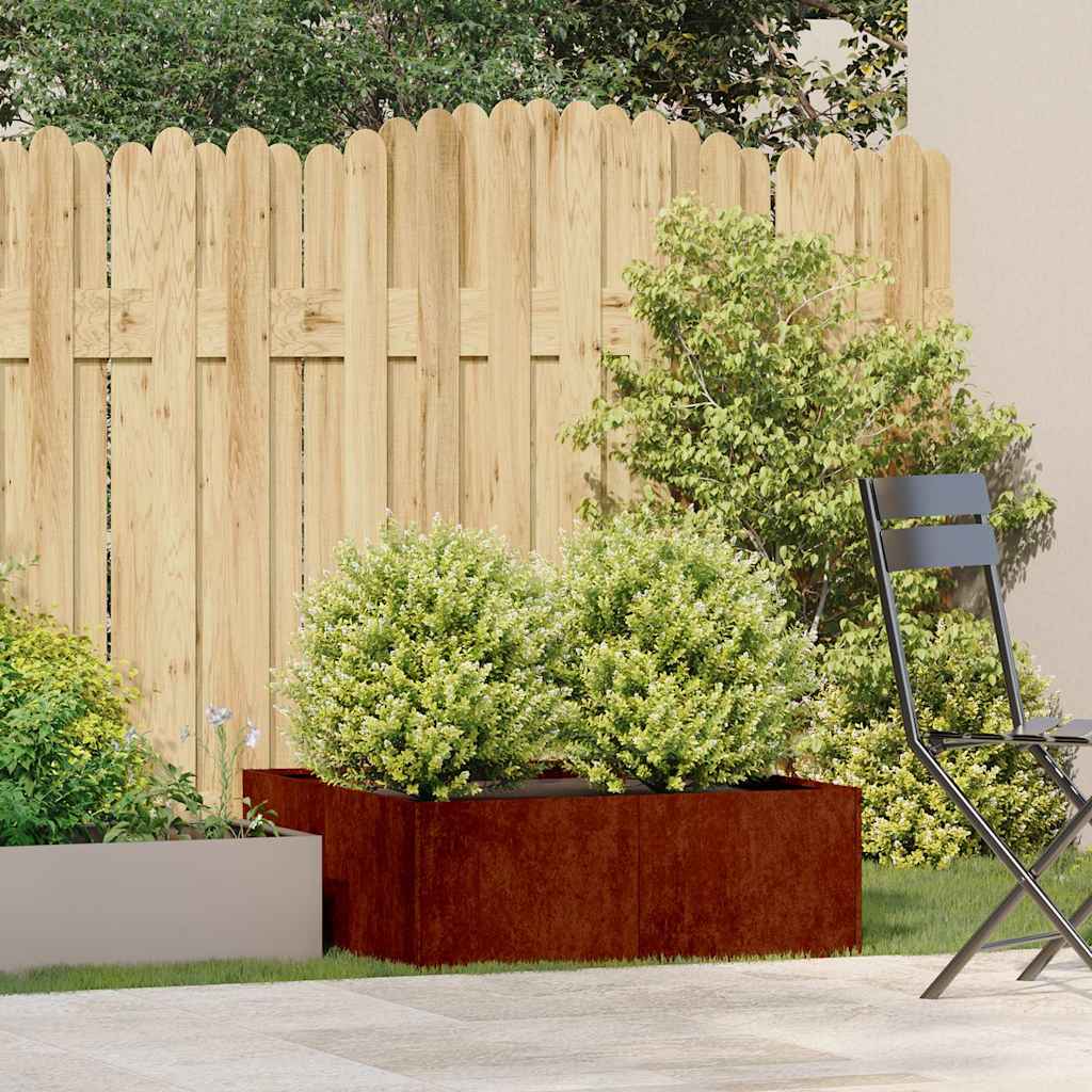 Fioriera Arrugginita 80x80x30 cm in Acciaio Corten