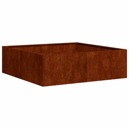 Fioriera Arrugginita 100x100x30 cm in Acciaio Corten