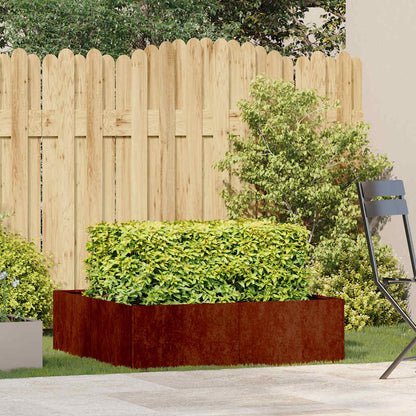 Fioriera Arrugginita 100x100x30 cm in Acciaio Corten