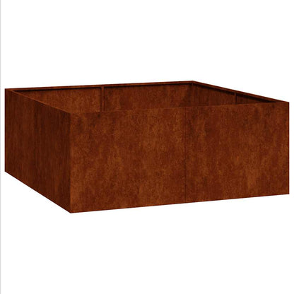 Fioriera Arrugginita 100x100x40 cm in Acciaio Corten