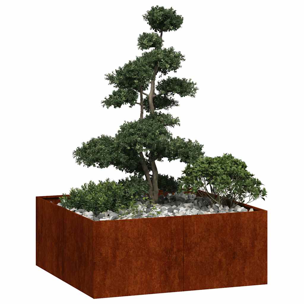 Fioriera Arrugginita 100x100x40 cm in Acciaio Corten