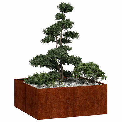 Fioriera Arrugginita 100x100x40 cm in Acciaio Corten