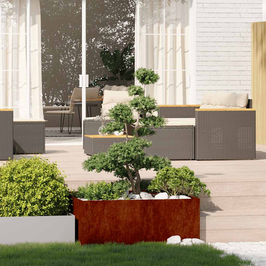 Fioriera Arrugginita 100x100x40 cm in Acciaio Corten
