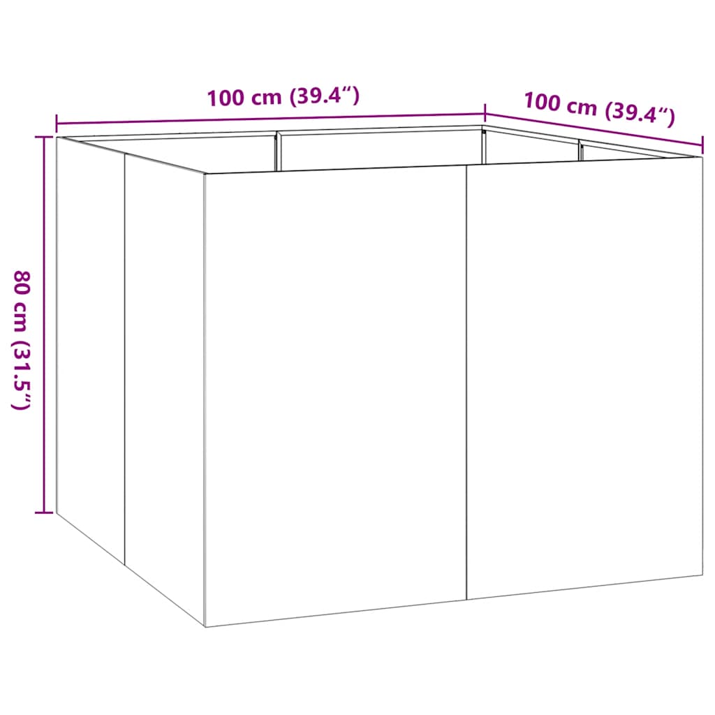 Fioriera 100x100x80 cm in Acciaio Inox