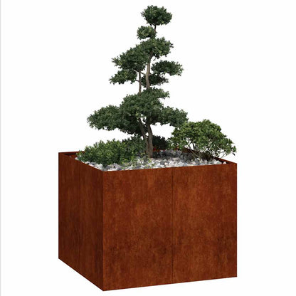 Fioriera Arrugginita 100x100x80 cm in Acciaio Corten