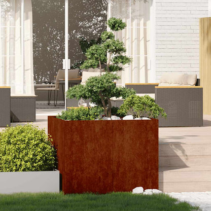 Fioriera Arrugginita 100x100x80 cm in Acciaio Corten