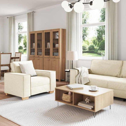Set di divani 3 pcs Beige 220 x 80 x 84 cm Tessuto misto lino