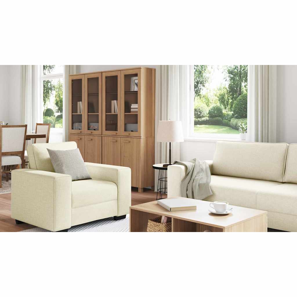 Divano 3 pcs Beige 221 x 80 x 82 cm Tessuto misto lino | homemem39