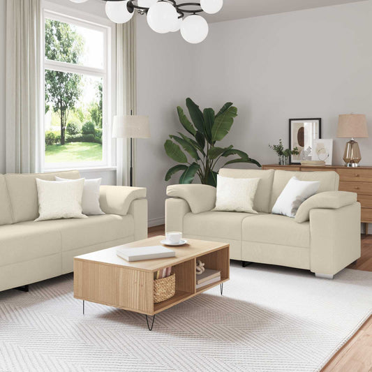 Divano 3 pcs Beige 219 x 80 x 82 cm Tessuto misto lino