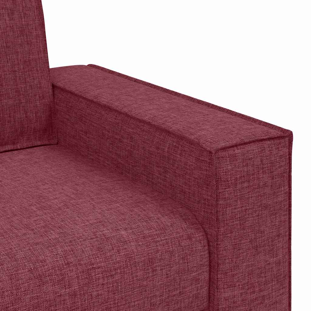 Divano 3 pcs Rosso Vino 220 x 80 x 84 cm Tessuto misto lino | homemem39
