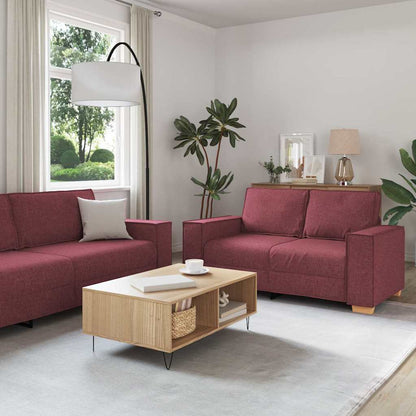 Divano 3 pcs Rosso Vino 220 x 80 x 84 cm Tessuto misto lino | homemem39