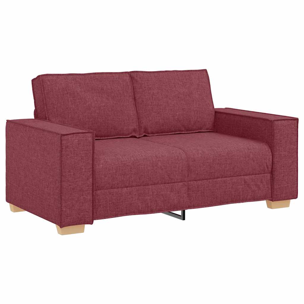 Divano 3 pcs Rosso Vino 220 x 80 x 84 cm Tessuto misto lino | homemem39