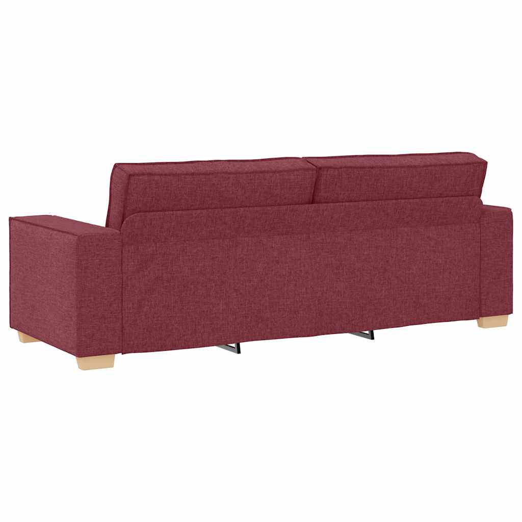 Divano 3 pcs Rosso Vino 220 x 80 x 84 cm Tessuto misto lino | homemem39