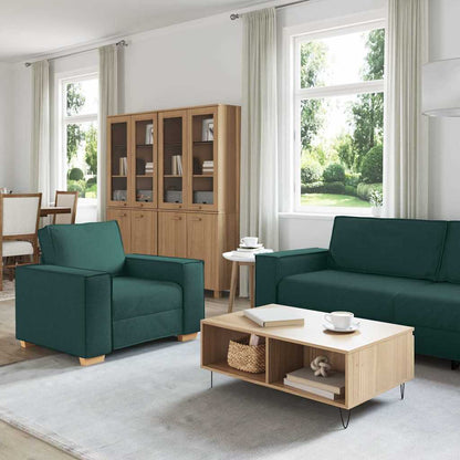 Divano 3 pcs Verde Scuro 220 x 80 x 84 cm Tessuto misto lino | homemem39