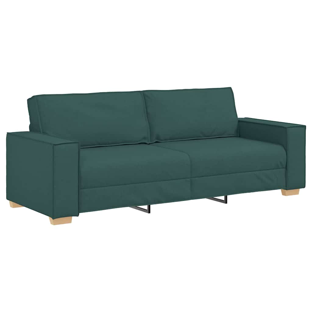 Divano 3 pcs Verde Scuro 220 x 80 x 84 cm Tessuto misto lino | homemem39