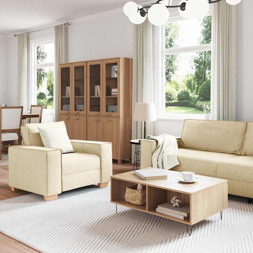 Divano 3 pcs Crema 220 x 80 x 84 cm Tessuto misto lino | homemem39