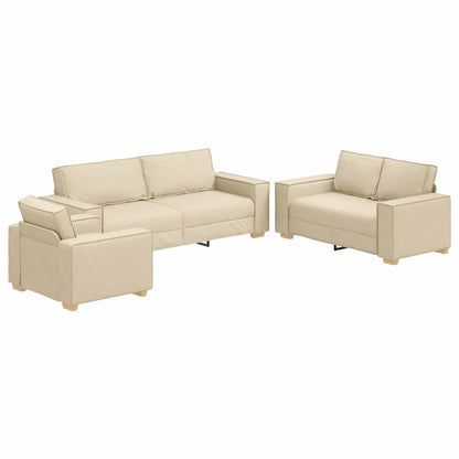 Divano 3 pcs Crema 220 x 80 x 84 cm Tessuto misto lino | homemem39