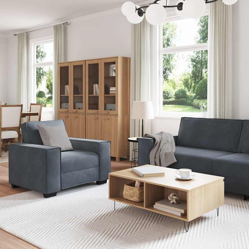 Set di Divani 3 pz con Cuscini Grigio Scuro in Velluto | homemem39