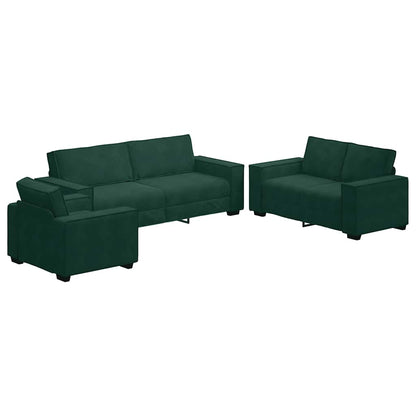 Set di Divani 3 pz con Cuscini Verde scuro in Velluto | homemem39