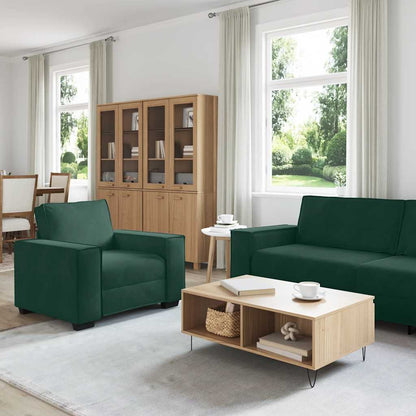 Set di Divani 3 pz con Cuscini Verde scuro in Velluto | homemem39