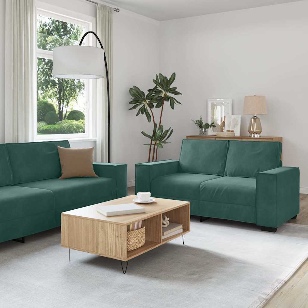 Set di Divani 3 pz con Cuscini Verde scuro in Velluto - homemem39
