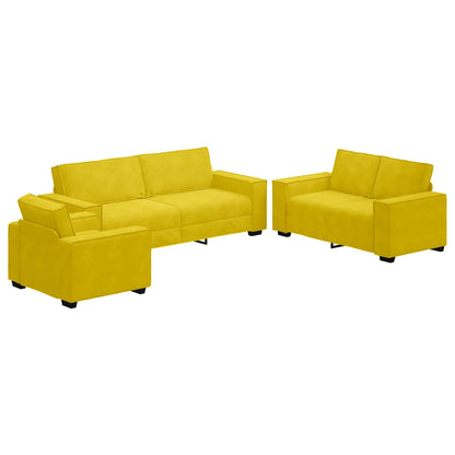 Set di Divani 3 pz con Cuscini giallo in Velluto - homemem39