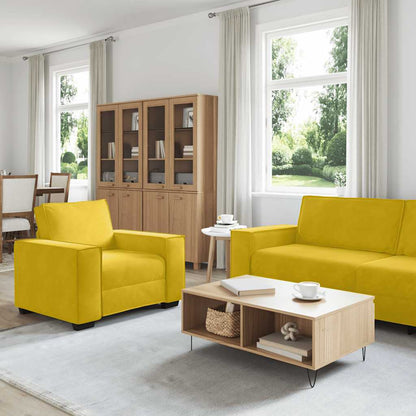 Set di Divani 3 pz con Cuscini giallo in Velluto | homemem39