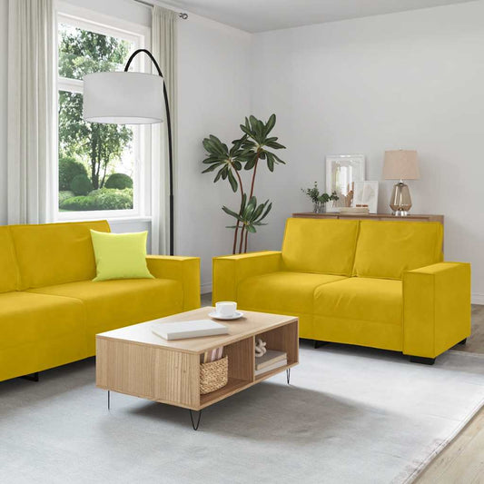 Set di Divani 3 pz con Cuscini giallo in Velluto | homemem39