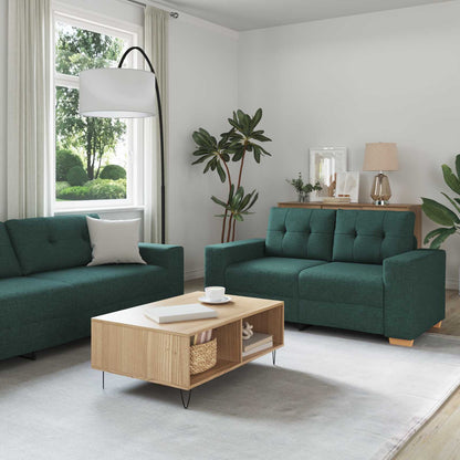Divano 3 pcs Verde Scuro 221 x 80 x 80 cm Tessuto misto lino
