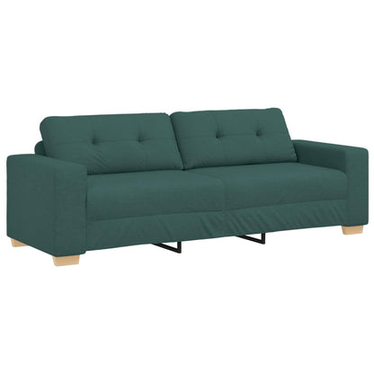 Divano 3 pcs Verde Scuro 221 x 80 x 80 cm Tessuto misto lino
