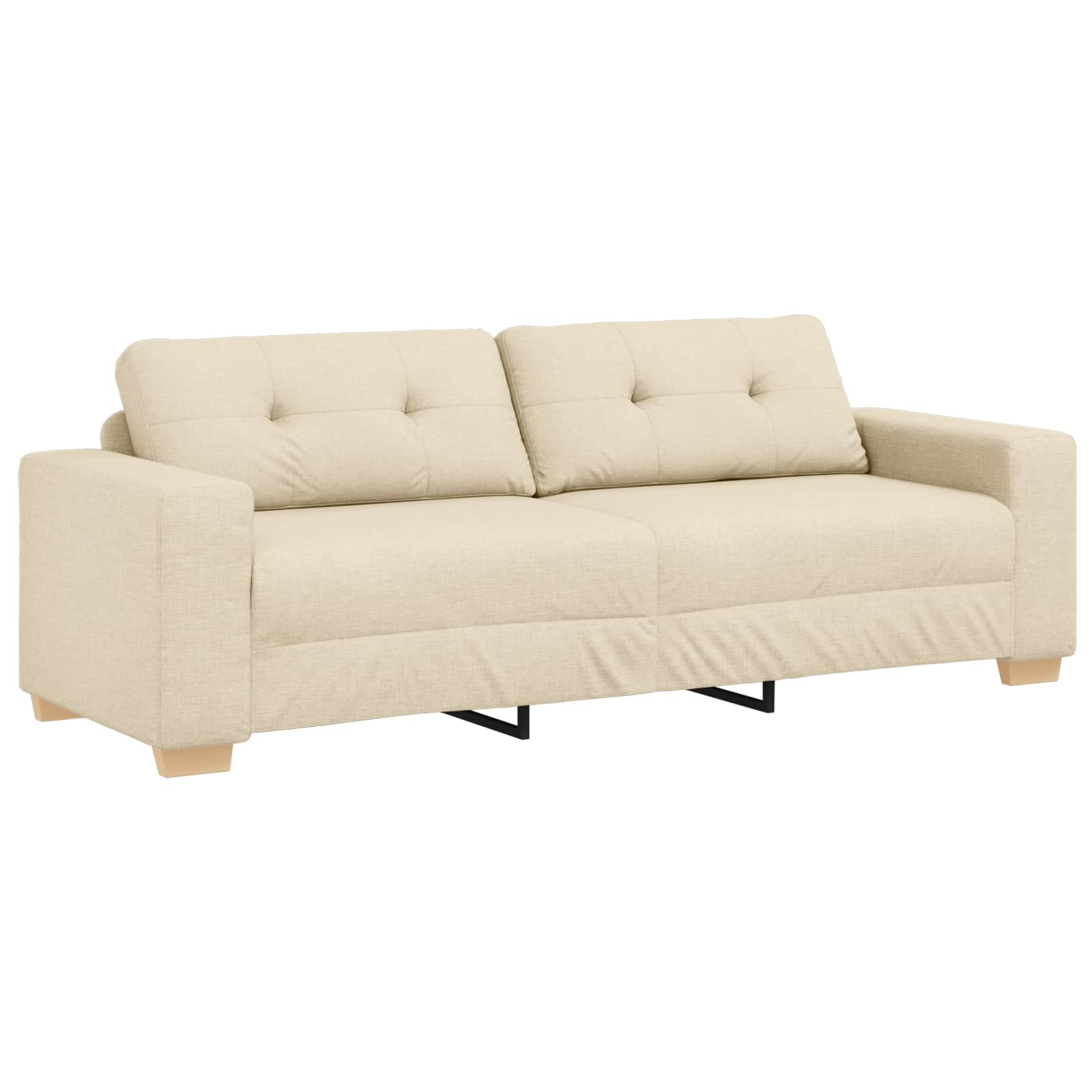 Divano 3 pcs Crema 221 x 80 x 80 cm Tessuto misto lino | homemem39